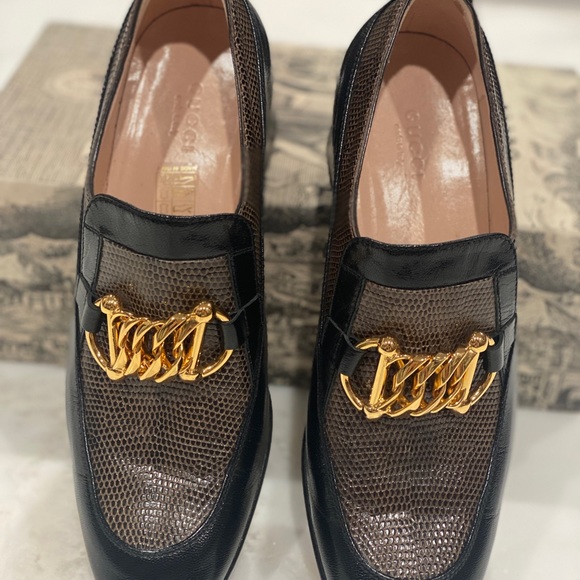 Gucci   Ebal Horsebit Lizard-Embossed Leather Chain Loafers  Size 39. - Picture 16 of 17